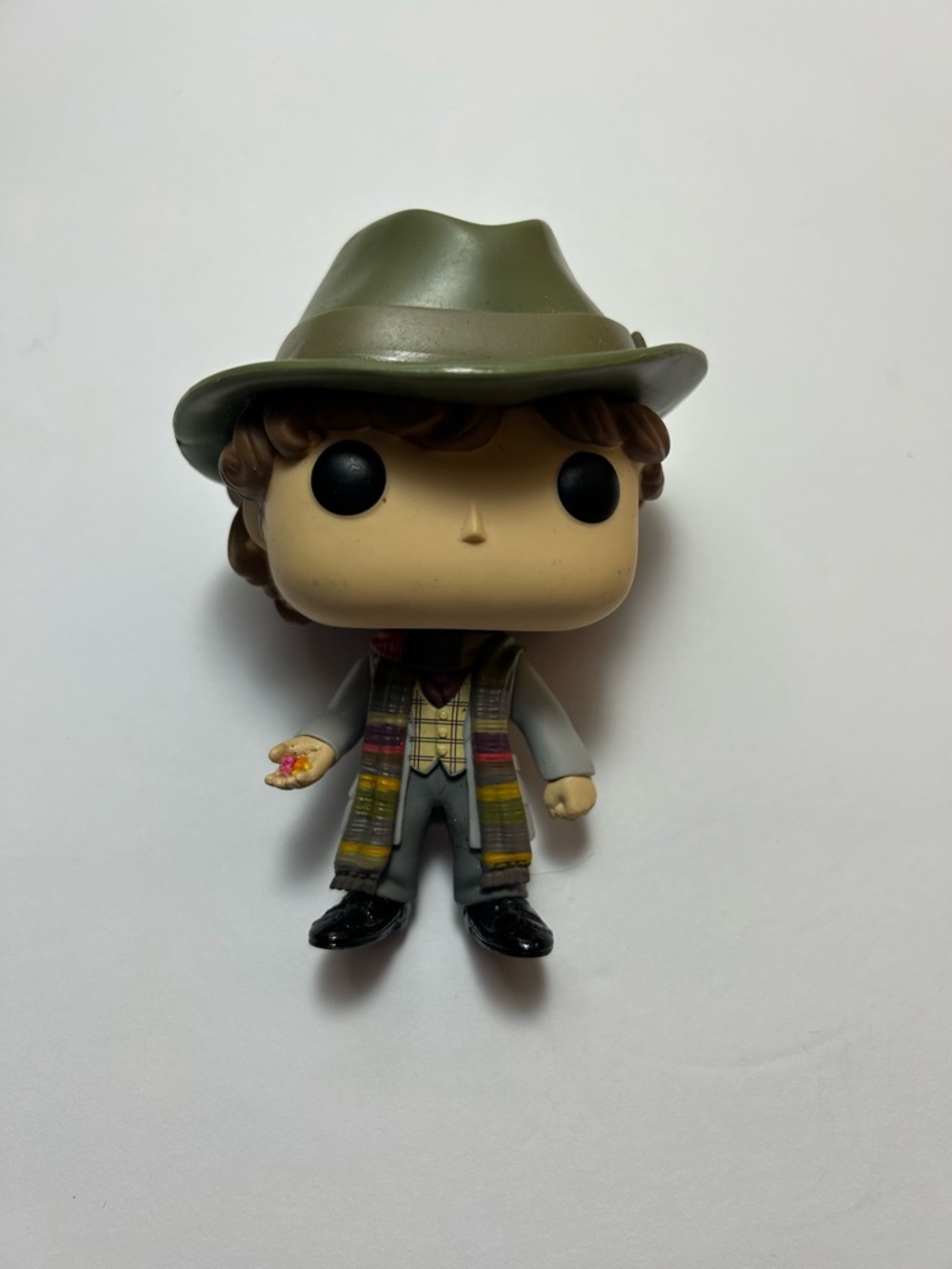 Funko Pop! Dr Who Figure - Olive Green Hat, Gray Outfit, Multicolor Scarf